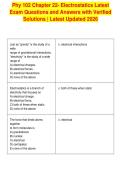 Phy 102 Chapter 22- Electrostatics Latest&NewLine;Exam Questions and Answers with Verified&NewLine;Solutions &vert; Latest Updated 202