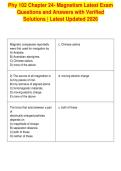 Phy 102 Chapter 24- Magnetism Latest Exam&NewLine;Questions and Answers with Verified&NewLine;Solutions &vert; Latest Updated 2026