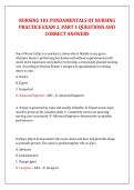 NURSING 101 FUNDAMENTALS OF NURSING &NewLine;PRACTICE EXAM 1&comma; PART 1 QUESTIONS AND &NewLine;CORRECT ANSWERS