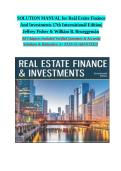 SOLUTION MANUAL for Real Estate Finance and Investments 17th International Edition by Jeffrey Fisher & William B&period; Brueggeman Complete All Chapters ISBN 9781260734294