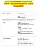 Physical therapy Exam Questions and&NewLine;Answers with Verified Solutions &vert; Latest&NewLine;Updated 2026&NewLine;