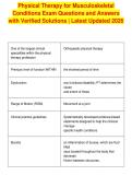 Physical Therapy for Musculoskeletal&NewLine;Conditions Exam Questions and Answers&NewLine;with Verified Solutions &vert; Latest Updated 2026