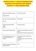 medical careers 1&colon; physical therapy Exam&NewLine;Questions and Answers with Verified&NewLine;Solutions &vert; Latest Updated 2026&NewLine;