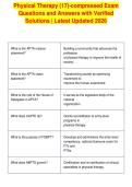 Physical Therapy &lpar;17&rpar;-compressed Exam&NewLine;Questions and Answers with Verified&NewLine;Solutions &vert; Latest Updated 2026&NewLine;