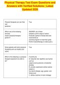 Physical Therapy Test Exam Questions and&NewLine;Answers with Verified Solutions &vert; Latest&NewLine;Updated 2026