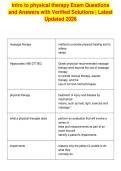 intro to physical therapy Exam Questions&NewLine;and Answers with Verified Solutions &vert; Latest&NewLine;Updated 2026