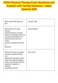 HOSA Physical Therapy Exam Questions and&NewLine;Answers with Verified Solutions &vert; Latest&NewLine;Updated 2026