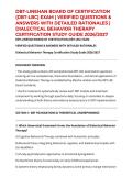 DBT-LINEHAN BOARD OF CERTIFICATION &lpar;DBT-LBC&rpar; EXAM &vert; VERIFIED QUESTIONS & ANSWERS WITH DETAILED RATIONALES &vert; DIALECTICAL BEHAVIOR THERAPY CERTIFICATION STUDY GUIDE 2026&sol;2027