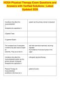 HOSA Physical Therapy Exam Questions and&NewLine;Answers with Verified Solutions &vert; Latest&NewLine;Updated 2026