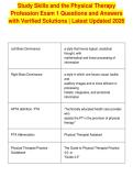 Study Skills and the Physical Therapy&NewLine;Profession Exam 1 Questions and Answers&NewLine;with Verified Solutions &vert; Latest Updated 2026