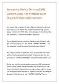 Emergency Medical Services &lpar;EMS&rpar; Consent&comma; Legal&comma; And Protocols Exam Questions With Correct Answers 