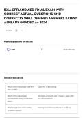 ISSA CPR AND AED FINAL EXAM WITH CORRECT ACTUAL QUESTIONS AND CORRECTLY WELL DEFINED ANSWERS LATEST ALREADY GRADED A&plus; 2026