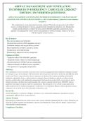 AIRWAY MANAGEMENT AND VENTILATION TECHNIQUES IN EMERGENCY CARE EXAM 2026-2027&NewLine;QUESTIONS AND ANSWERS ALREADY GRADED A&plus;&period; 100&percnt; Verified Solutions &vert; Updated Per Latest Guidelines&NewLine;&vert; Graded A&plus;
