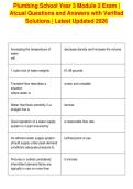 Plumbing School Year 3 Module 2 Exam &vert;&NewLine;Atcual Questions and Answers with Verified&NewLine;Solutions &vert; Latest Updated 2026