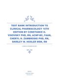 TEST BANK INTRODUCTION TO CLINICAL PHARMACOLOGY 10TH EDITION BY CONSTANCE G&period; VISOVSKY PHD&comma; RN&comma; ACNP-BC&comma; FAAN&comma; CHERYL H&period; ZAMBROSKI PHD&comma; RN&comma; SHIRLEY M&period; HOSLER MSN&comma; RN