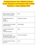 Plumbing School Year 3 Module 8 Exam &vert;&NewLine;Atcual Questions and Answers with Verified&NewLine;Solutions &vert; Latest Updated 2026