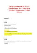 Portage Learning BIOD 121 &lpar;All &NewLine;Modules Exams Set 1&rpar; Essentials in &NewLine;Nutrition &vert; Questions and Verified &NewLine;Answers