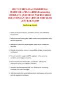 SOUTH CAROLINA COMMERCIAL &NewLine;PESTICIDE APPLICATORS Examination &NewLine;COMPLETE QUESTIONS AND DETAILED &NewLine;SOLUTIONS LATEST UPDATE THIS YEAR &NewLine;JUST RELEASED 