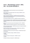 Unit 1 - Microbiology Lecture - BIOL 200 &ndash; KU EXAM-GRADED A