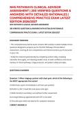 NHS PATHWAYS CLINICAL ADVISOR ASSESSMENT &vert; 200 VERIFIED QUESTIONS & ANSWERS WITH DETAILED RATIONALES &vert; COMPREHENSIVE PRACTICE EXAM LATEST EDITION 2026&sol;2027