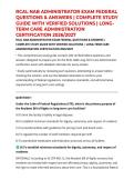 RCAL NAB ADMINISTRATOR EXAM FEDERAL QUESTIONS & ANSWERS &vert; COMPLETE STUDY GUIDE WITH VERIFIED SOLUTIONS &vert; LONG-TERM CARE ADMINISTRATION CERTIFICATION 2026&sol;2027