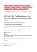 FEMA IS-100&period;C Introduction to the Incident Command System &lpar;ICS 100&rpar; Final Exam Practice Test Question