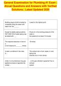 General Examination for Plumbing &num;1 Exam &vert;&NewLine;Atcual Questions and Answers with Verified&NewLine;Solutions &vert; Latest Updated 2026