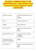 NATIONAL PLUMBING CODE OF THE&NewLine;PHILIPPINES Exam &vert; Atcual Questions and&NewLine;Answers with Verified Solutions &vert; Latest&NewLine;Updated 2026