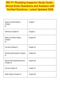 IRC P1 Plumbing Inspector Study Guide &vert;&NewLine;Atcual Exam Questions and Answers with&NewLine;Verified Solutions &vert; Latest Updated 2026