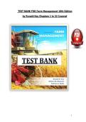 TEST BANK FOR Farm Management 10th Edition &NewLine;by Ronald Kay Chapters 1 to 22 Covered