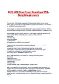 BIOL 318 Final Exam Questions With Complete Answers