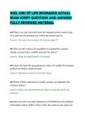 XCEL USES OF LIFE INSURANCE ACTUAL &NewLine;EXAM SCRIPT QUESTIONS AND ANSWERS &NewLine;FULLY REVIEWED MATERIAL 