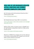 XCEL USES OF LIFE INSURANCE UPDATED &NewLine;ACTUAL QUESTIONS AND CORRECT &NewLine;ANSWERS COMPLETE STUDY GUIDE