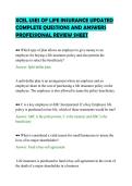 XCEL USES OF LIFE INSURANCE UPDATED &NewLine;COMPLETE QUESTIONS AND ANSWERS &NewLine;PROFESSIONAL REVIEW SHEET 