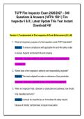 TCFP Fire Inspector Exam 2026&sol;2027 &ndash; 300&NewLine;Questions & Answers &vert; NFPA 1031 &vert; Fire&NewLine;Inspector I & II &vert; Latest Update This Year Instant&NewLine;Download Pdf