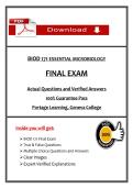 BIOD 171 Essential Microbiology Final Exam &lpar;Latest 2026&sol;2027 Update&rpar; Questions and Answers&comma; Portage learning&sol;Geneva College
