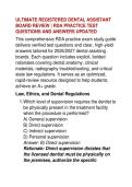 ULTIMATE REGISTERED DENTAL ASSISTANT &NewLine;BOARD REVIEW &vert; RDA PRACTICE TEST &NewLine;QUESTIONS AND ANSWERS UPDATED 