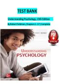 TEST BANK &NewLine;Understanding Psychology&comma; 15th Edition   &NewLine;By Robert Feldman&comma; Chapters 1 - 17 &vert; Complete &NewLine;