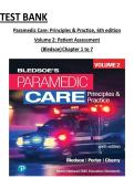 TEST BANK &NewLine;Paramedic Care&colon; Principles & Practice&comma; 6th edition &NewLine;Volume 2&colon; Patient Assessment  &NewLine;&lpar;Bledsoe&rpar; &NewLine;Chapter 1 to 7&NewLine;
