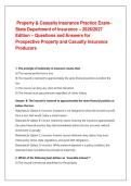 Property & Casualty Insurance Practice Exam&ndash;&NewLine;State Department of Insurance &ndash; 2026&sol;2027 &NewLine;Edition &ndash; Questions and Answers for &NewLine;Prospective Property and Casualty Insurance &NewLine;Producers