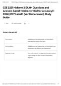 CSE 2221 Midterm 2 EXAM Questions and Answers &lpar;latest version verified for accuracy&rpar; &vert; 20262027 Latest&excl;&excl; &lpar;Verified Answers&rpar; Study Guide&NewLine;&NewLine;