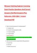 Missouri Hoisting Engineer Licensing &NewLine;Exam Practice Questions And Correct &NewLine;Answers &lpar;Verified Answers&rpar; Plus &NewLine;Rationales 2026 Q&A &vert; Instant &NewLine;Download Pdf 