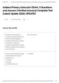 Indiana Primary Instructor EXAM&comma; &vert;&vert; Questions and Answers &lpar;Verified Answers&rpar; Complete Test &lpar;Latest Update 2026&rpar; UPDATE&excl;&excl;&NewLine;&NewLine;