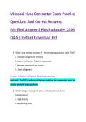 Missouri Hvac Contractor Exam Practice &NewLine;Questions And Correct Answers &NewLine;&lpar;Verified Answers&rpar; Plus Rationales 2026 &NewLine;Q&A &vert; Instant Download Pdf 