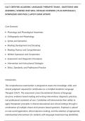 CALT CERTIFIED ACADEMIC LANGUAGE THERAPIST EXAM &ndash; QUESTIONS AND&NewLine;ANSWERS &vert; VERIFIED AND WELL DETAILED ANSWERS &vert; PLUS RATIONALES &vert;&NewLine;DOWNLOAD AND PASS &vert; LATEST EXAM UPDATE