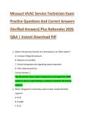 Missouri HVAC Service Technician Exam &NewLine;Practice Questions And Correct Answers &NewLine;&lpar;Verified Answers&rpar; Plus Rationales 2026 &NewLine;Q&A &vert; Instant Download Pdf 
