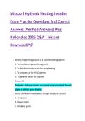 Missouri Hydronic Heating Installer &NewLine;Exam Practice Questions And Correct &NewLine;Answers &lpar;Verified Answers&rpar; Plus &NewLine;Rationales 2026 Q&A &vert; Instant &NewLine;Download Pdf