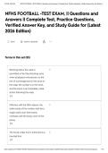 NFHS FOOTBALL -TEST EXAM&comma; &vert;&vert; Questions and Answers &vert;&vert; Complete Test&comma; Practice Questions&comma; Verified Answer Key&comma; and Study Guide for &lpar;Latest 2026 Edition&rpar;&NewLine;&NewLine;