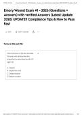 Emory Wound Exam &num;1 - 2026 &lpar;Questions &plus; Answers&rpar; with verified Answers &lpar;Latest Update 2026&rpar; UPDATE&excl;&excl; Compliance Tips & How to Pass Fast&NewLine;&NewLine;