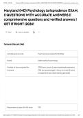 Maryland &lpar;MD&rpar; Psychology Jurisprudence EXAM&comma; &vert;&vert; QUESTIONS WITH ACCURATE ANSWERS &vert;&vert; comprehensive questions and verified answers &vert; GET IT RIGHT &vert;2026&excl;&NewLine;&NewLine;